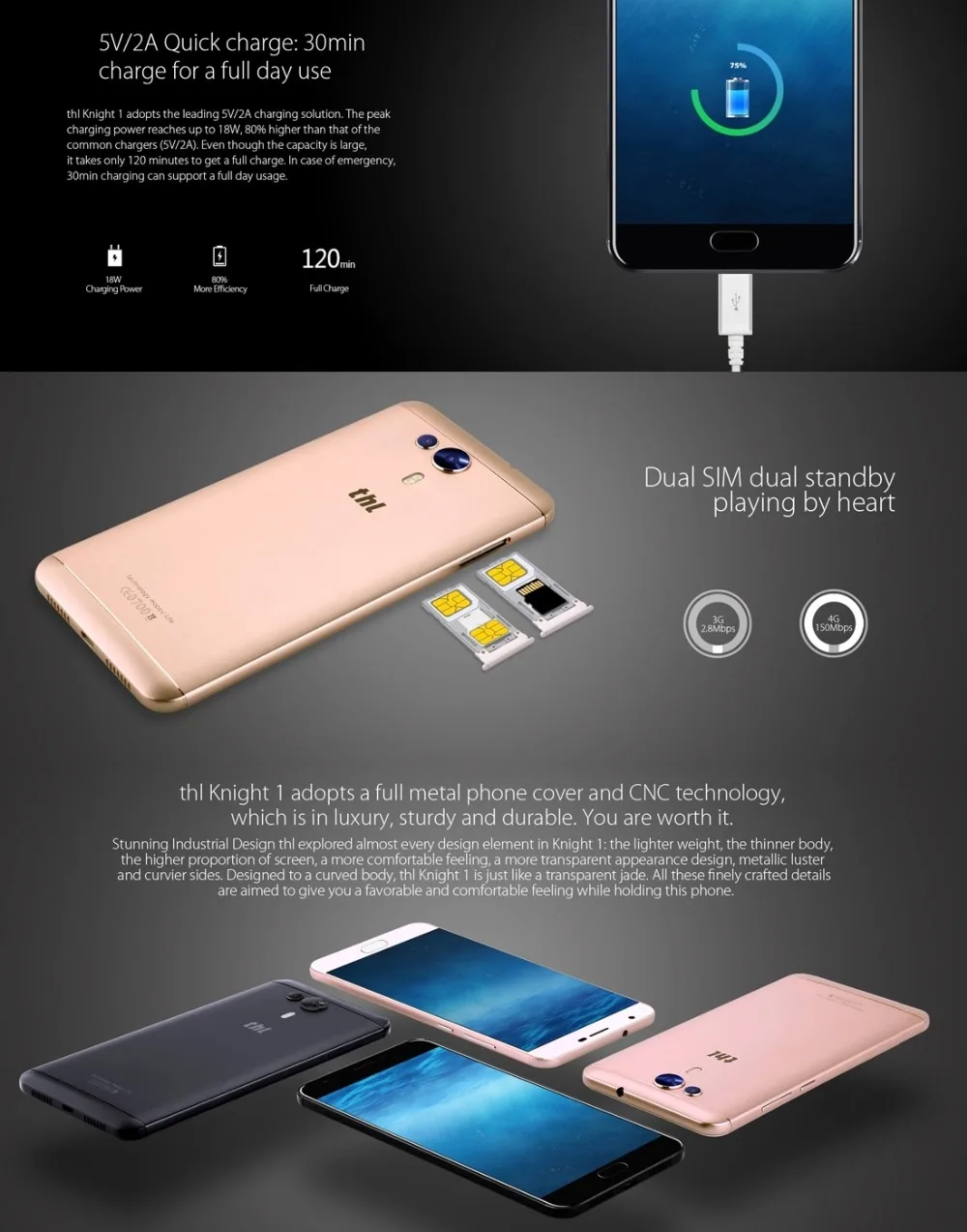 THL Knight 1 LTE 4G смартфон 3 ГБ + 32 5 дюймов ips экран Android 7 0 телефон MTK6750T Восьмиядерный ГГц