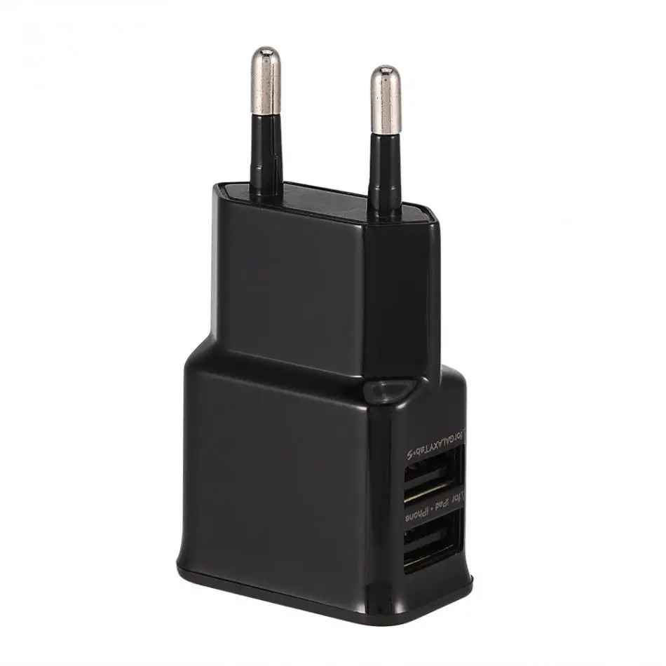 Универсальное портативное быстрое зарядное устройство с двумя usb-портами, 5 В, 2 А, для путешествий, с европейской вилкой, для быстрой зарядки телефона, с двойной usb головкой