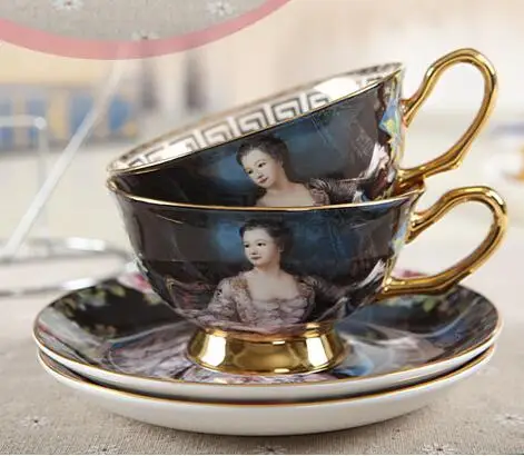 Керамический чайный набор королевской кости 180 мл 2 шт. с ложкой имитирующим