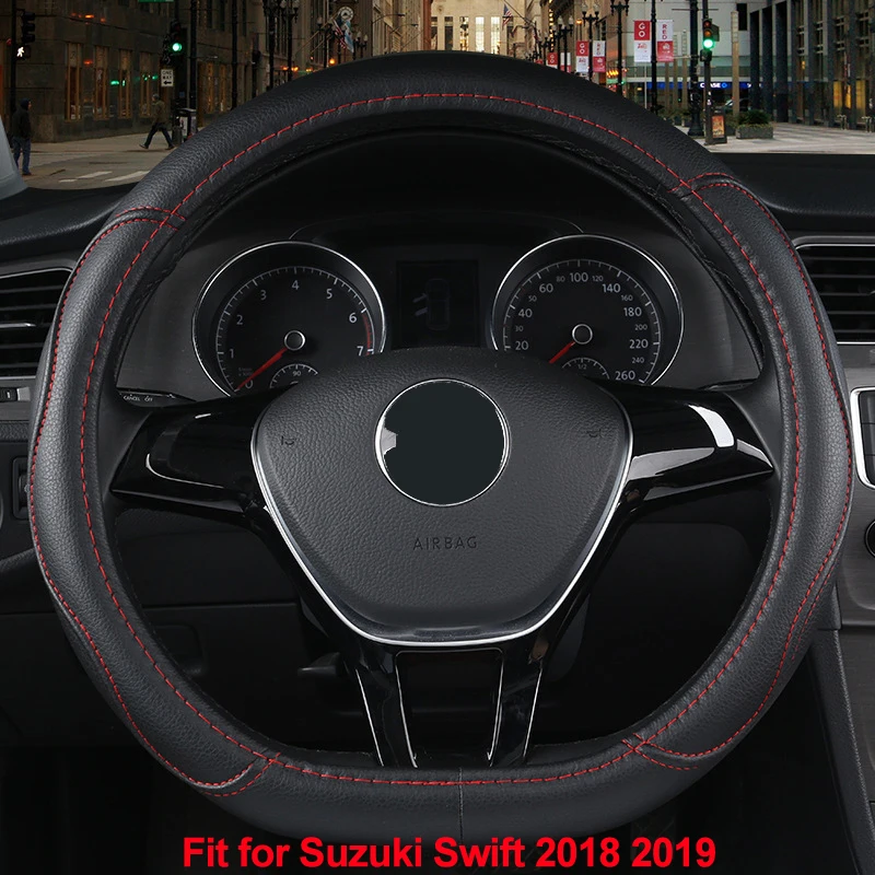 d shape car steering wheel cover volant pu leather for suzuki swift 2018 2019 braid on the steering wheel auto car accessories free global shipping