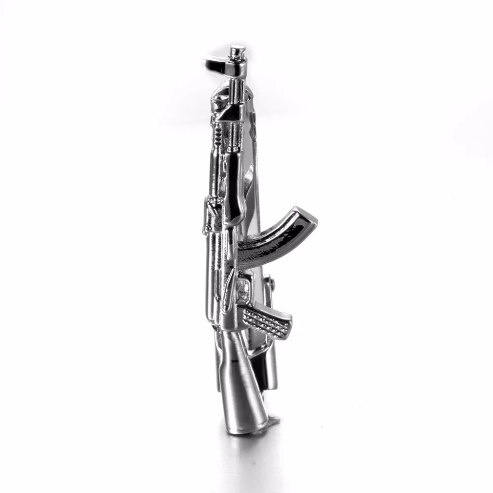 Классный AK 47 дизайн мужской s Забавный Галстук Зажим Серебряный металлический
