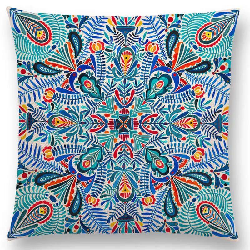 Boho Красочные цветы Радуга яркий цветочный узор мандалы энтузиазм подушка для