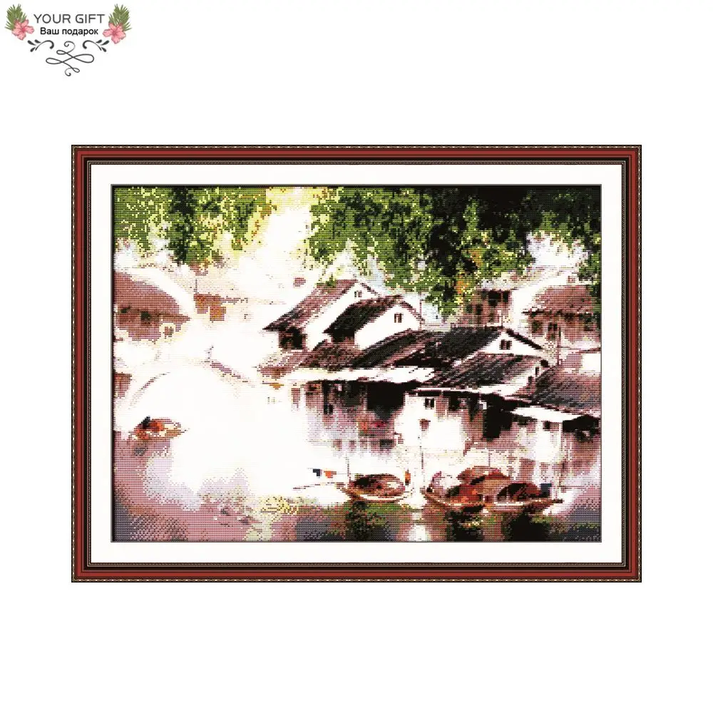 

Joy Sunday F062 14CT 11CT счетное и штампованное украшение для дома весенний пейзаж Юга Вышивка крестом