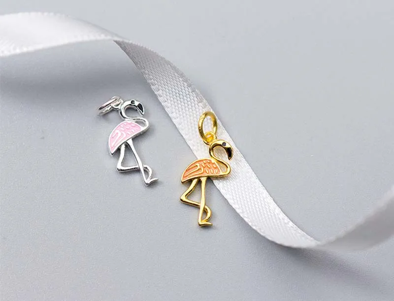 Модные европейские Подвески в виде фламинго из стерлингового серебра 925 пробы 16x8