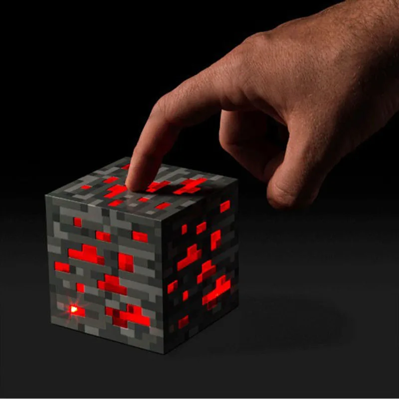 Minecraft светящиеся Фигурки игрушки Redstone Ore Square ночник светодио дный светодиодные