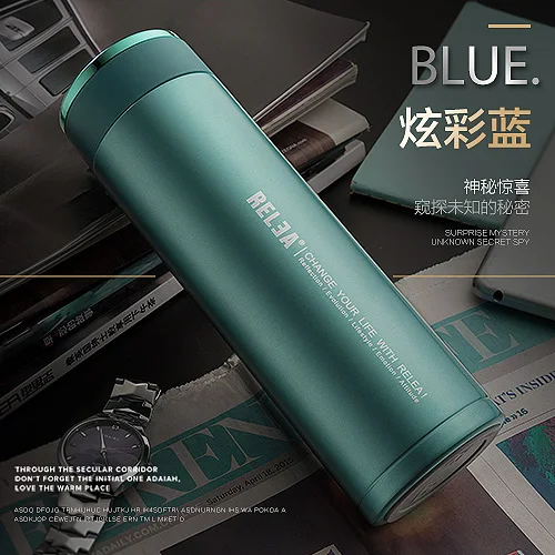 450ml blue bottle 450 мл Вакуумный термос из нержавеющей стали для кофе, бутылка для воды, для офиса, для путешествий, туризма, двойной слой, термос, BPA бесплатно - Цвет: 450ml blue bottle