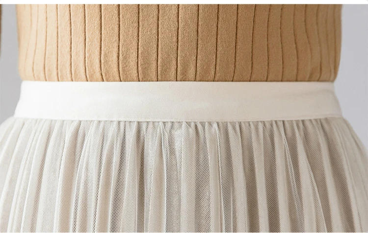 Весна 2020 новая Корейская версия сетчатая Складная юбка Золотая Бархатная