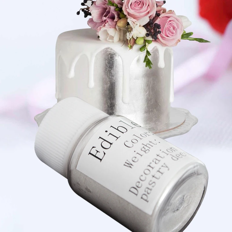 10 г пищевая пудра серебряного цвета для украшения шоколада и торта