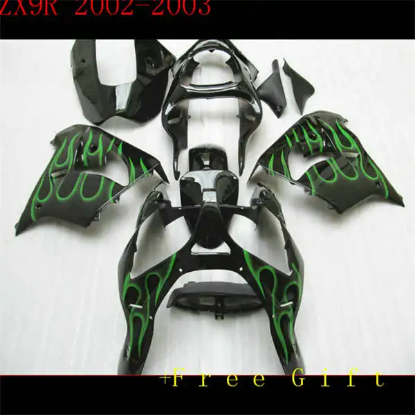 

New Aftermarket body parts motorcycle ABS fairing kit for Ninja ZX9R blue 02 03 fairings set ZX9R 2002 2003 9r black green flame