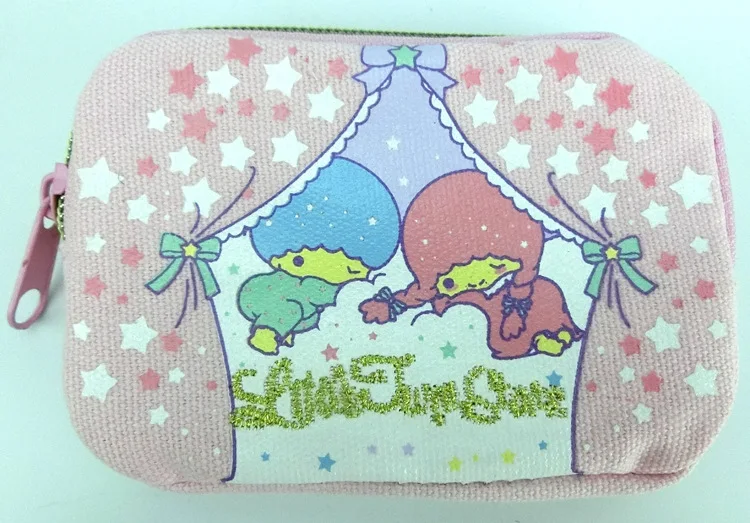 Little Twin Stars Милый мультфильм My Melody Kuromi холст мини маленький кошелек для монет маленькая двойная звезда сумка для хранения ключ чехол держатель для карт для женщин - Цвет: Little Twin Stars