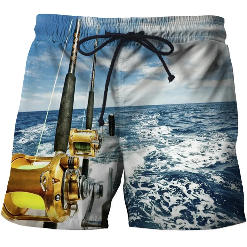 Мужские шорты для плавания Fish 3 d с принтом одежда серфинга пляжные летний - Фото №1