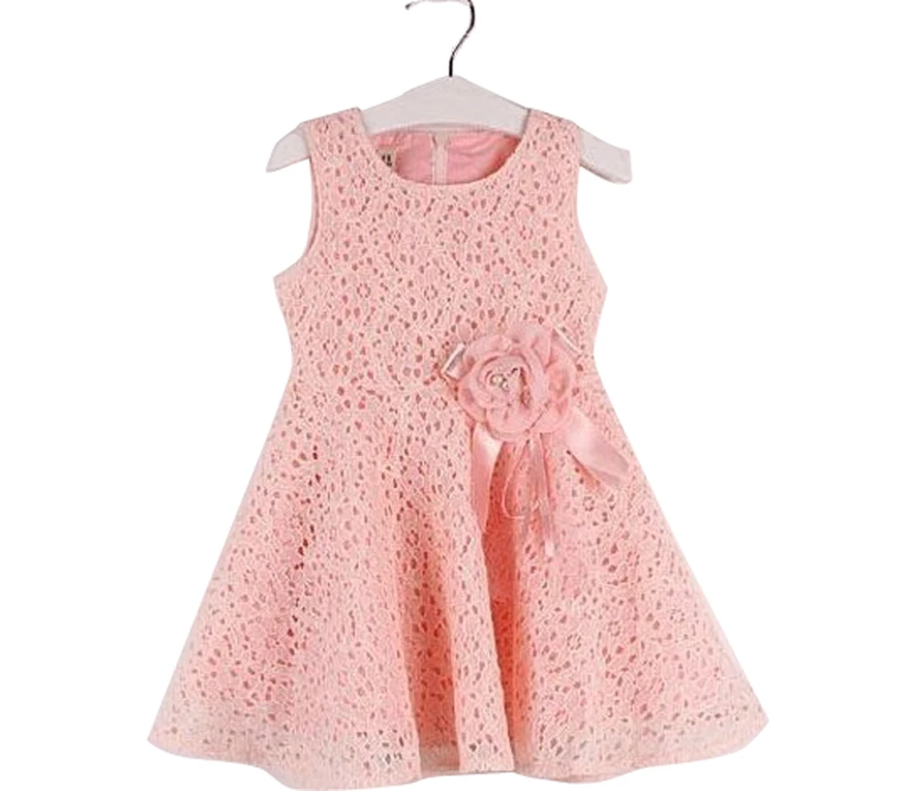 2019 Summer Girls Dresses Fashion Priceness Dress Cute Sleeveless Pink Lace Kids Baby Flower Children Clothes | Детская одежда и