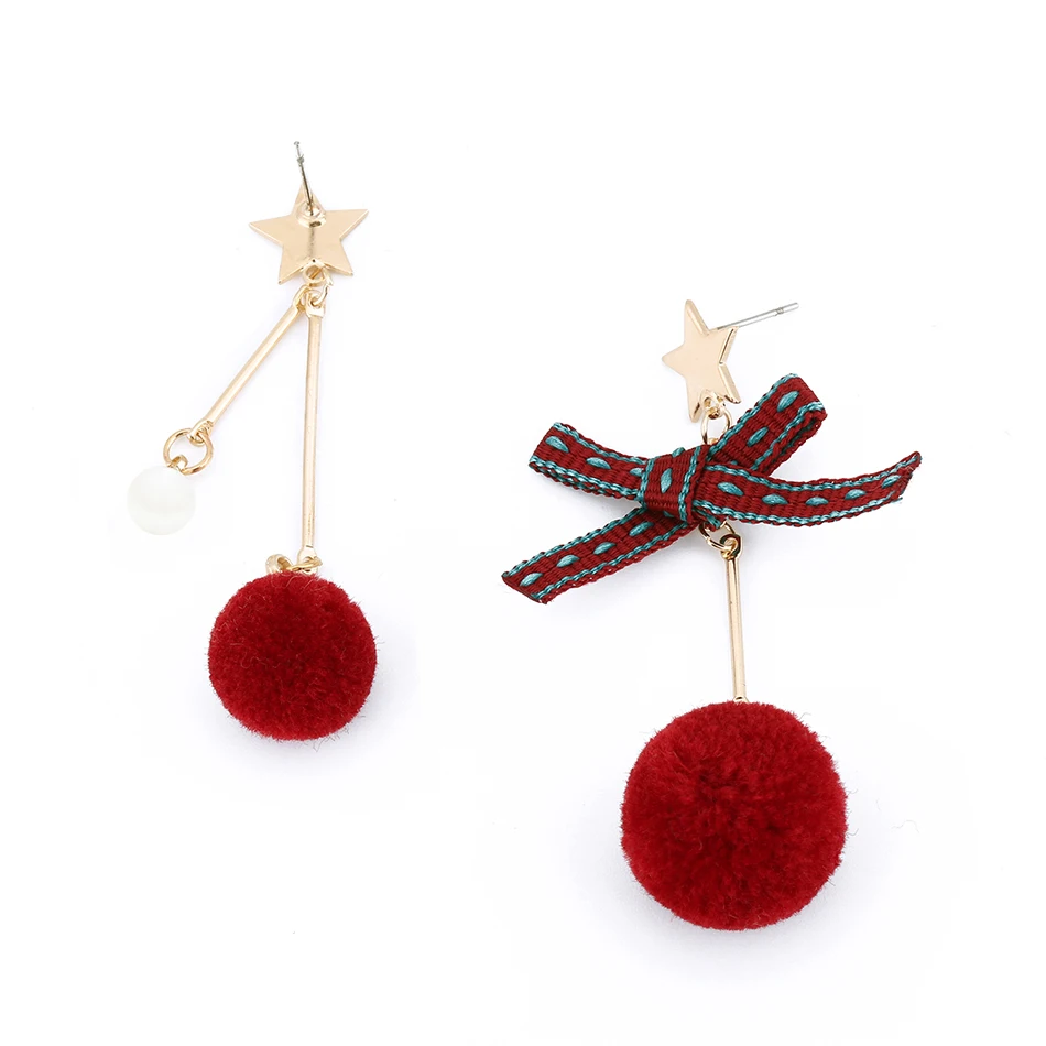 Yaayoo Для женщин Нечеткие Бал себе серьги падения пентаграмма меховой шарик