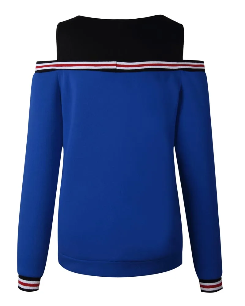 Hitmebox 2019 New Autumn Winter Women Fashion Sexy Off Cold Shoulder Pullover Tops Laides Color Block Hooded Sweatshirts 3colors | Женская