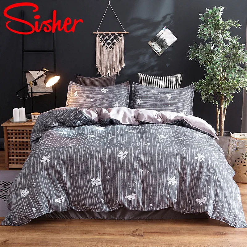 Sisher пасторальный пододеяльник и наволочка с растительным принтом постельное