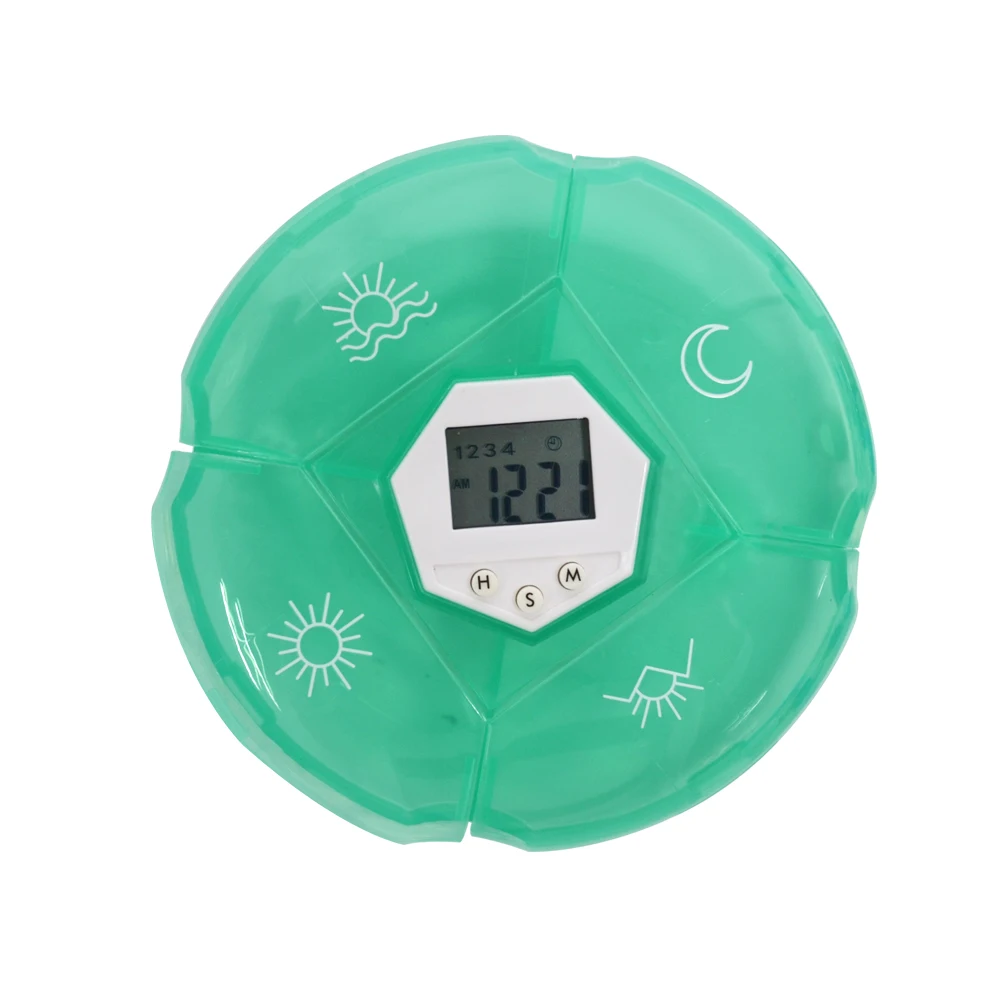 Еженедельный цифровой Круглый 7 Дней Pill Box случае Таймер Будильник Напоминание