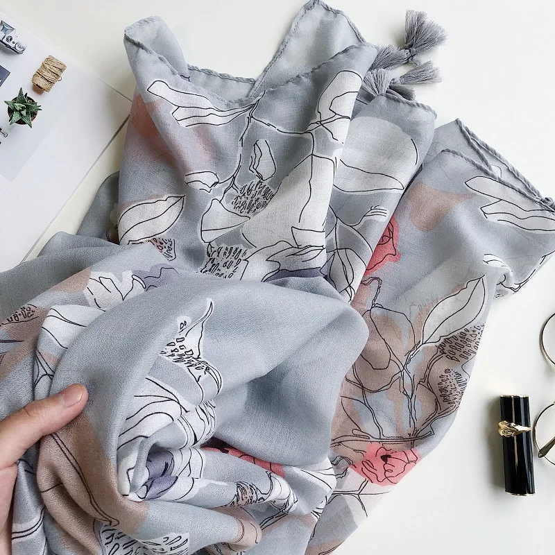 Новинка 2019 красивые женские шарфы с кисточками и цветами шали длинный Модный