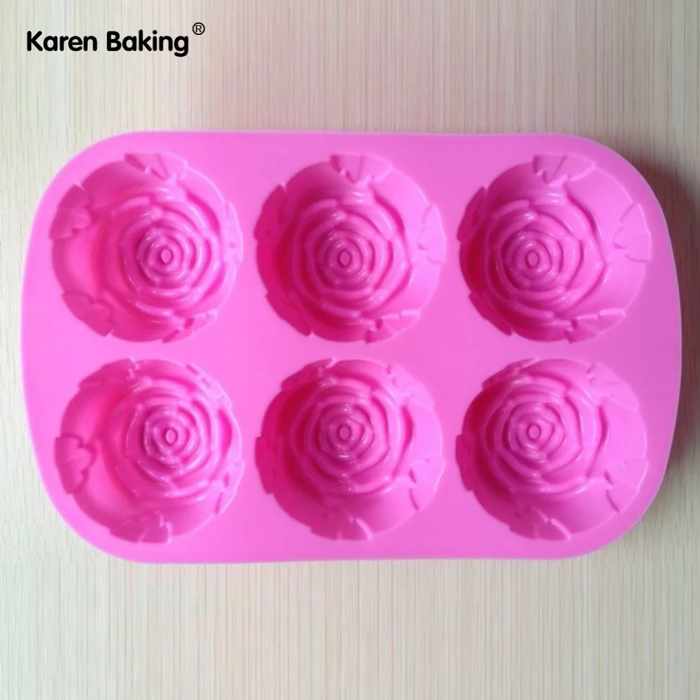 Силиконовая форма для выпечки пирогов с розами маффином карамельного цвета