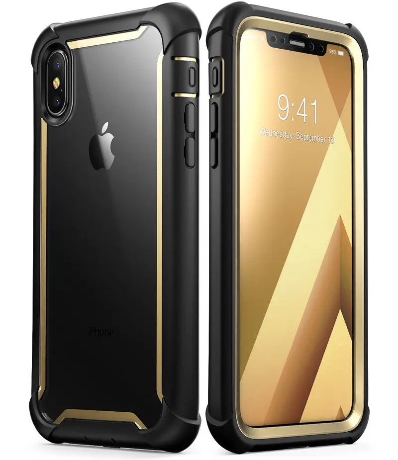 Gold Чехол для iphone Xs Max, 6,5 дюймов,, Серия i-Blason Ares, полный корпус, прочный, прозрачный, бампер, чехол со встроенной защитной пленкой - Цвет: Gold