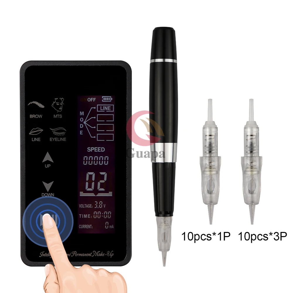 Microtouch Pro машинка для татуажа Перманентный макияж ручка для микро-Перьевой татуировки пистолет перезаряжаемая машина для пму с 15 уровнями скорости