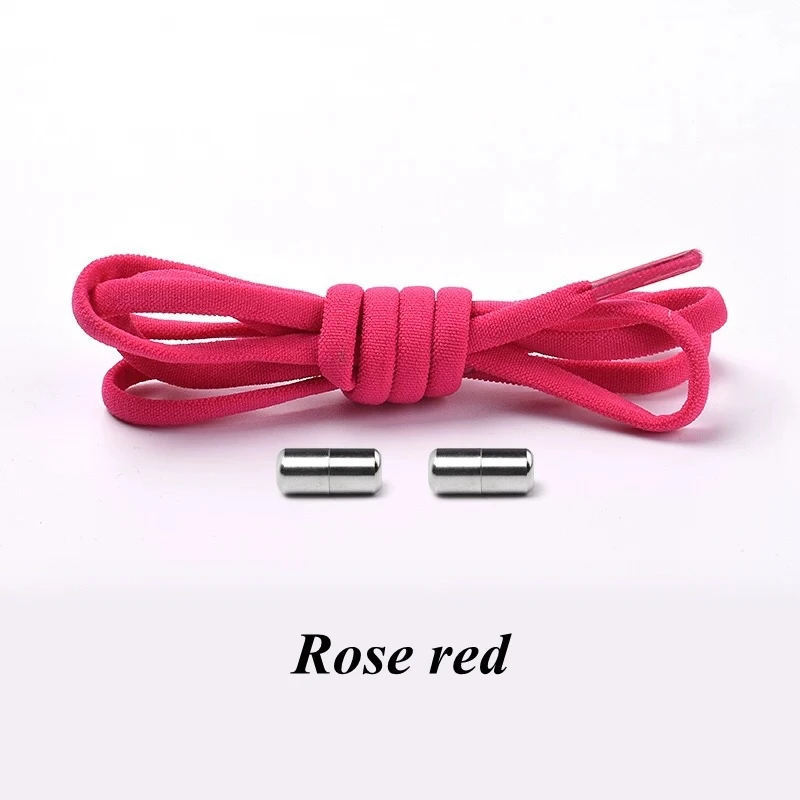 Rose red 19 цветов полукруглые шнурки для обуви, эластичные фиксирующие шнурки для детей и взрослых, кроссовки, быстрая обувь, шнурки для ленивых ботинок, шнурки, 1 пара - Цвет: Rose red