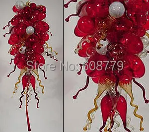 

Modern Art Deco Handmade Red Glass Chandelier With LED Bulbs