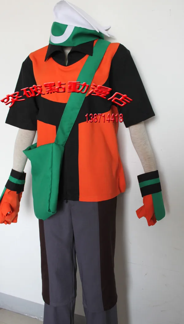 

Pocket Monsters Ash Ketchum Anime Customized Uniform Cosplay Costume With Green Bag