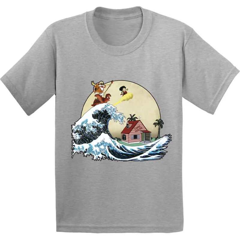 100% хлопок Детская футболка с рисунком Гоку мастером Роши забавная одежда для