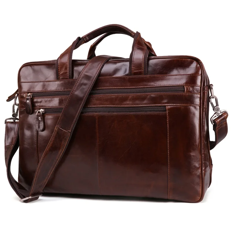 Vintage Genuine Leather Men Briefcases 15.6&quot Laptop Bags Handbag Business Casual Men's Shoulder Bag Travel Messenger | Багаж и