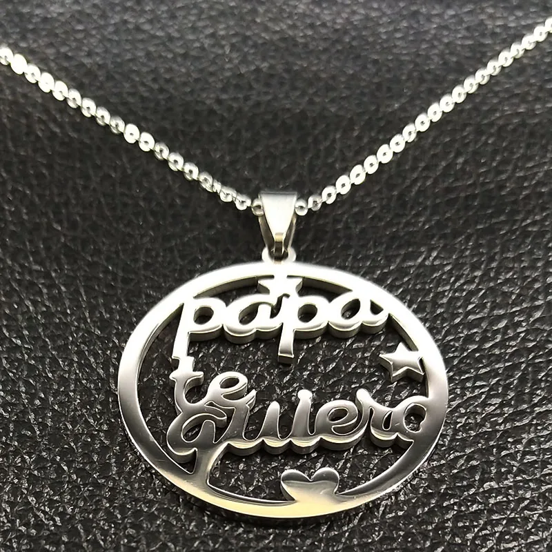 Ожерелье Papa te Quiero из нержавеющей стали Женское серебряного цвета ювелирные