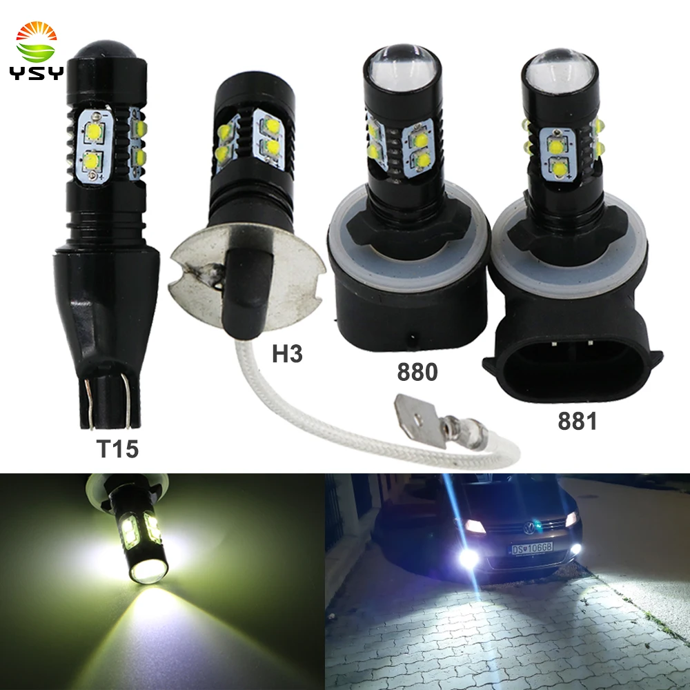 

High Power 1000Lm H3 T15 LED Car Lights LED Bulbs H27 880 881 White Daytime Running Lights DRL Fog Light 6000K 12V Driving Lamp