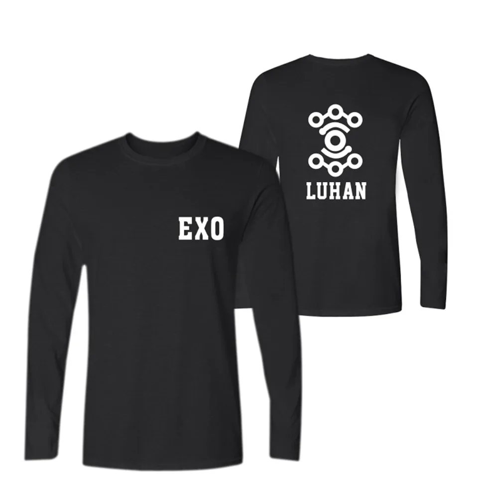 Женская футболка с длинным рукавом EXO Kpop осенняя в Корейском стиле принтом |