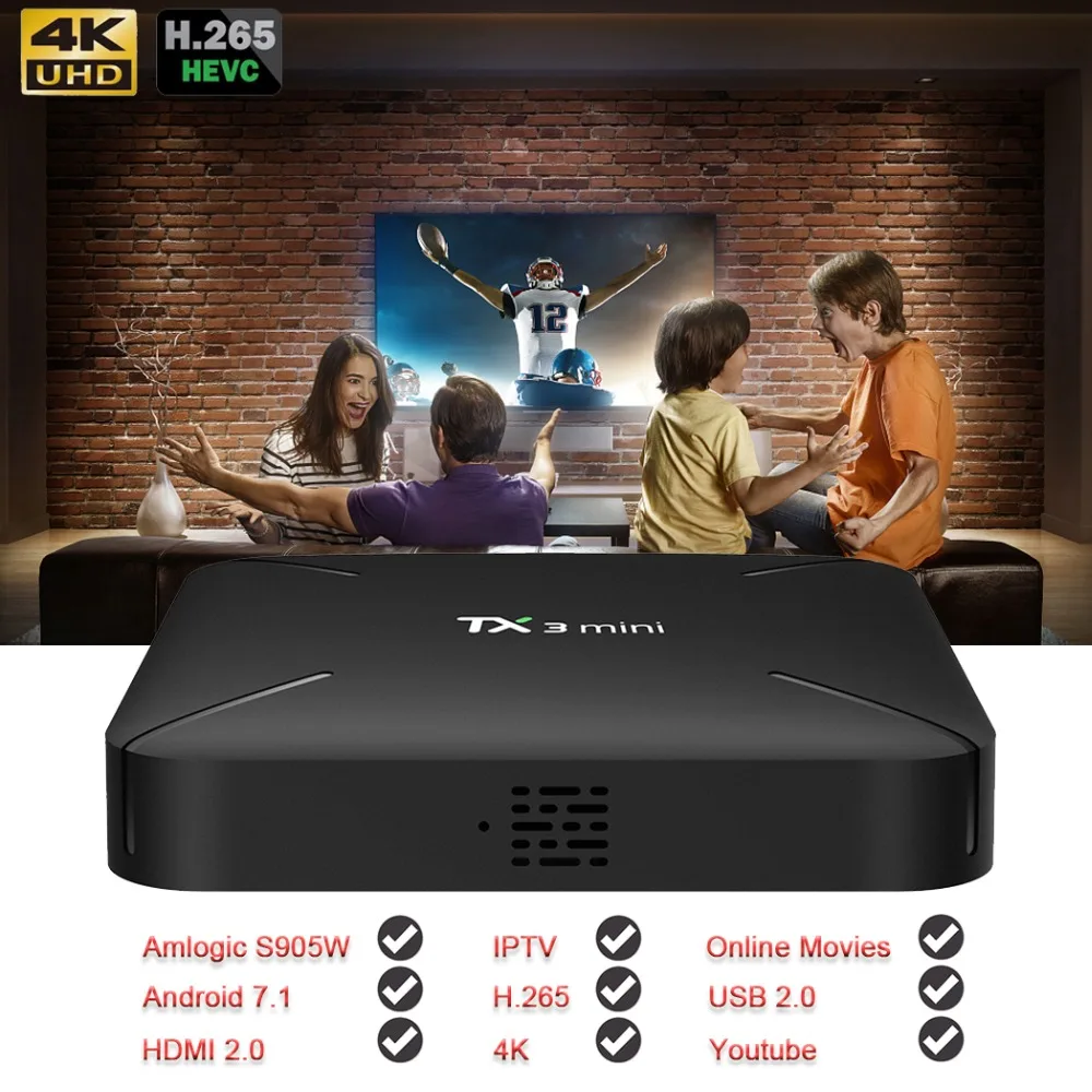 Satxtrem ТВ Android 7 1 Smart 4 K IP Декодер каналов кабельного телевидения Amlogic S905W TX3 мини