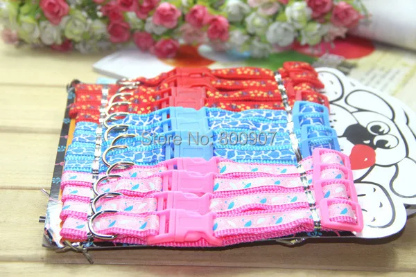 

Hot sale! Wholesale 96PCS/card 3 colors embroidery fine design nylon pet collar teddy dog collar cat collar