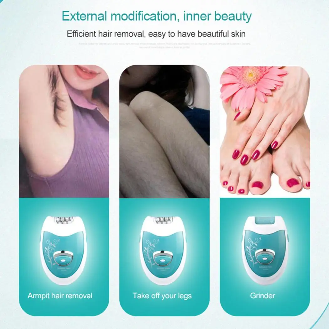 Женская портативная электрическая машинка для удаления волос безболезненный 3