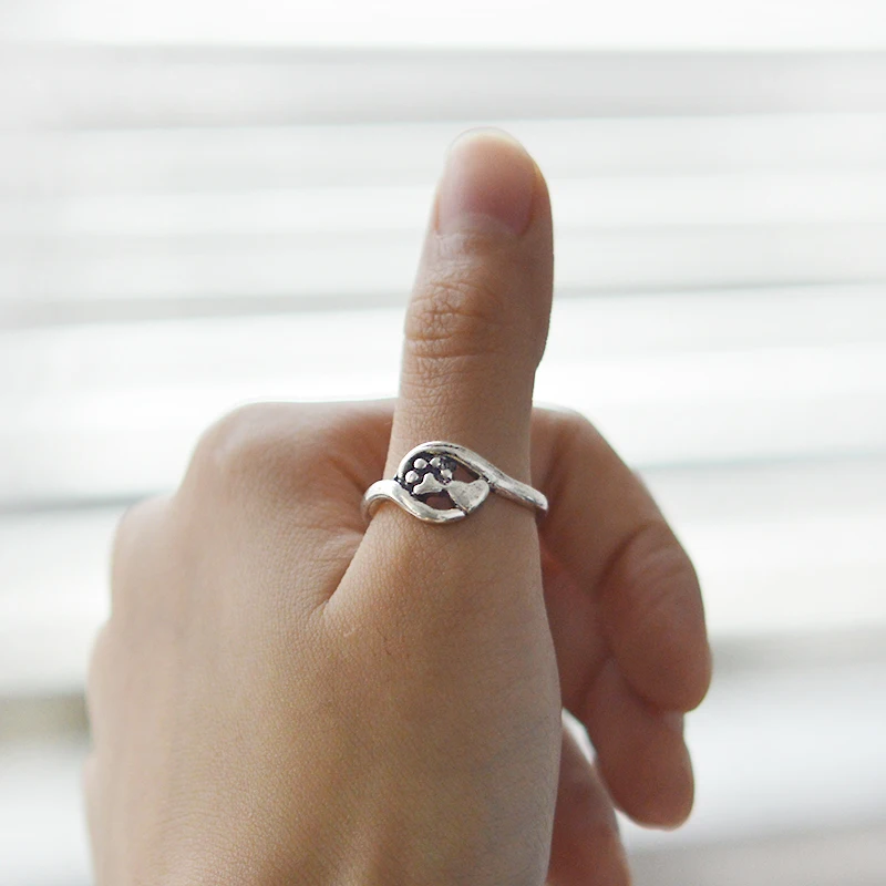 Пары открывают лапы принты коготь собаки и кольцо в форме сердца Посеребренная