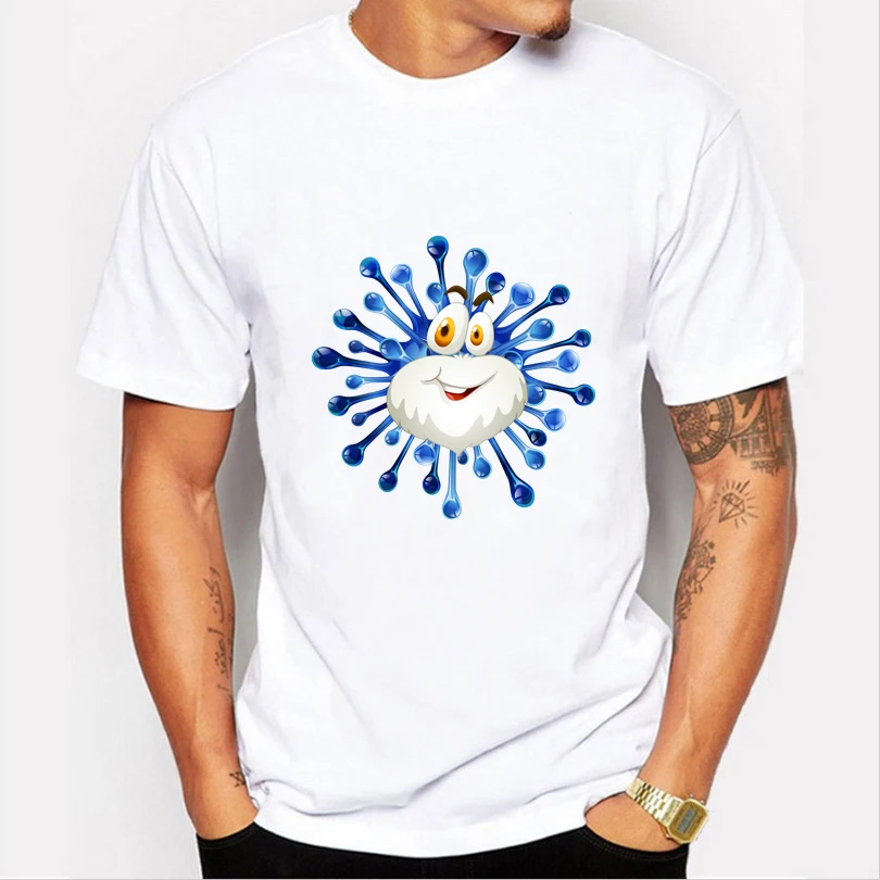VINCKWTSV New 2017 Fashion t shirt Cartoon Bacteria Streetwear Men O-neck Modal Short Sleeve Novelty t-shirt | Мужская одежда
