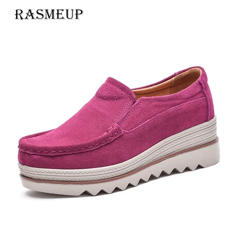 RASMEUP/Кожаные Замшевые женские кроссовки на платформе коллекция 2018 года сезон
