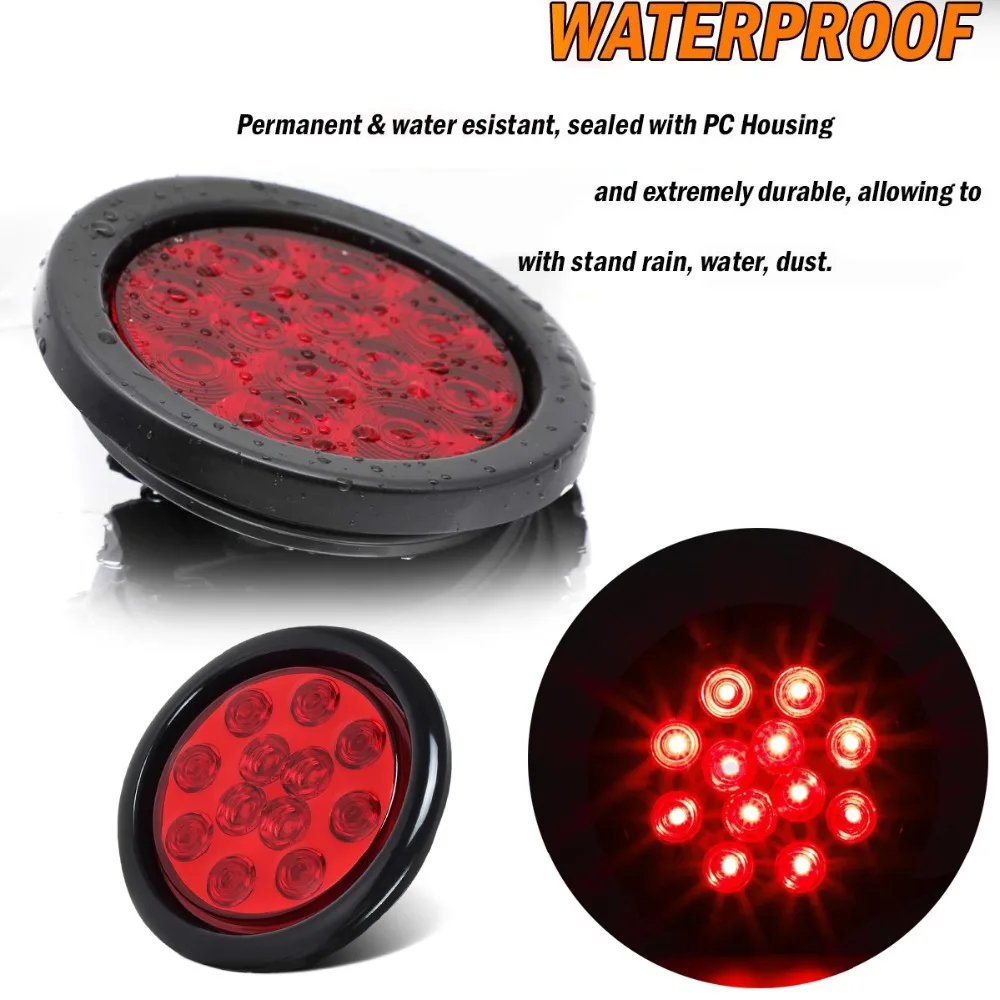 4 шт. дюймовые круглые красные светодиодные внешние фонари для
