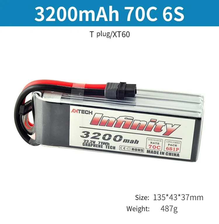 6S 3200mah T plug Аккумулятор Infinity 6S LiPo 70C 3200mAh 4200mAh 5200mAh 22,2 V с T или XT60 разъемом RC Lipo battery - Цвет: 6S 3200mah T plug