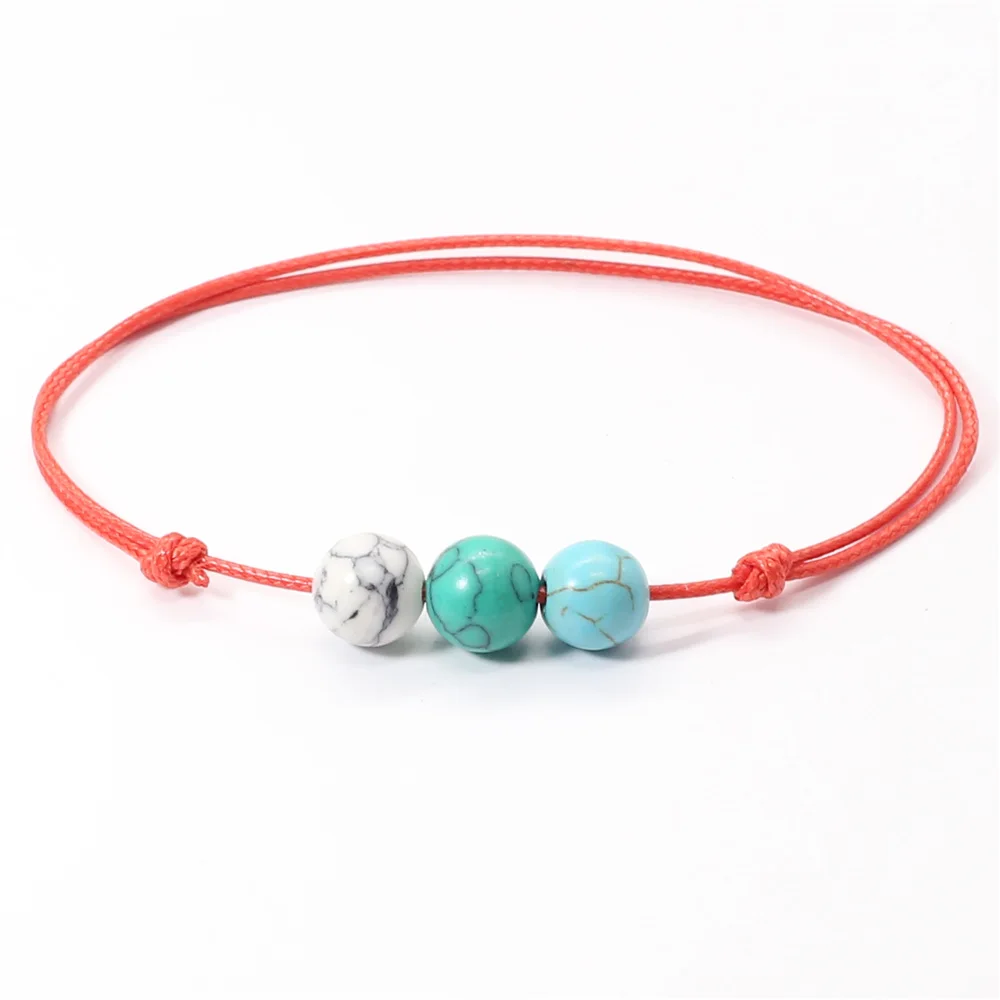 New Stone Beaded Boho Wish Couple Bracelet Anklet Rope Men Bracelets for Women Jewellery Accesorios Pulseras Mujer | Украшения и