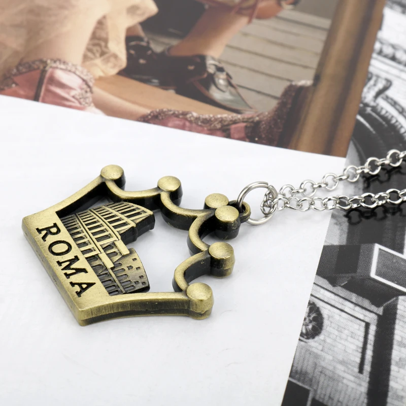 HANCHANG Roma Necklace City of Italy 3D Relief Building Pendants&ampNecklaces Link Chain Jewelry Men Women Souvenir | Украшения и