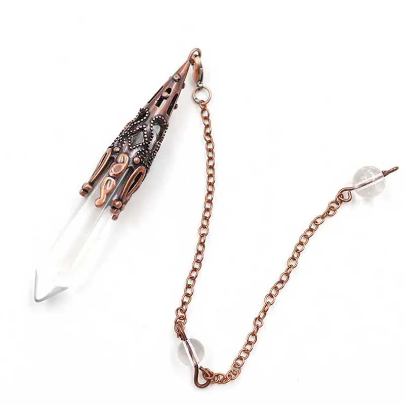 White crystal Ретро натуральный камень маятники для dowsing Исцеление чакры в рейки кристаллы кварц опал маятник wicca divination амулет ювелирные изделия - Окраска металла: White crystal