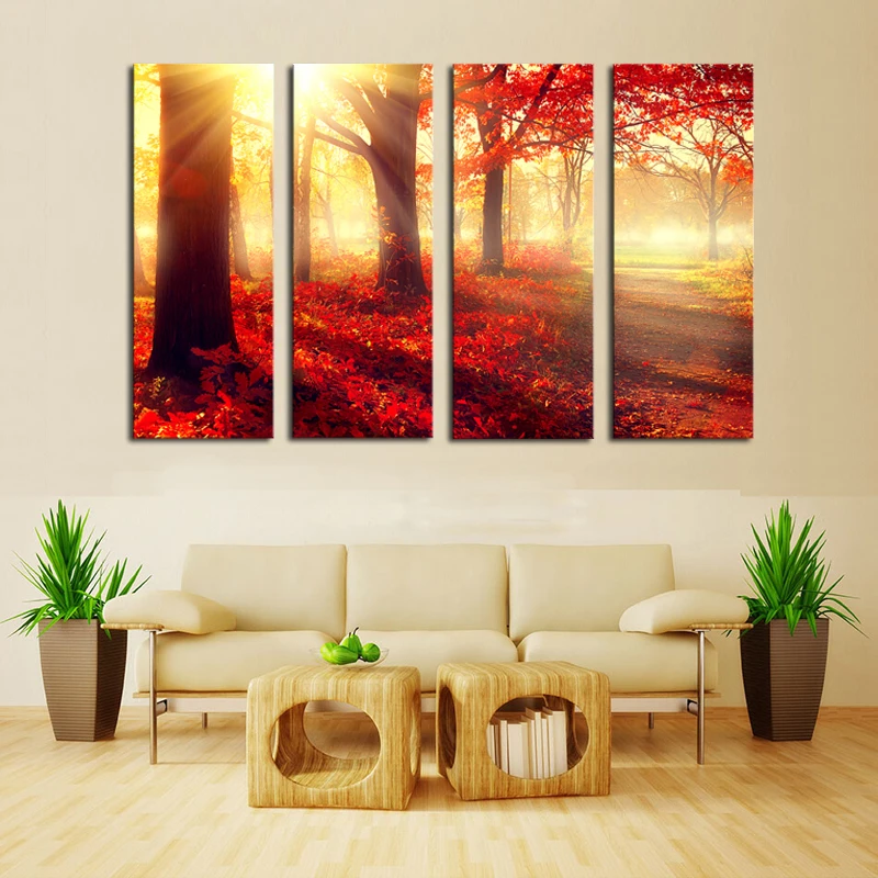 Картины Fallout 4 шт. (без рамки) Деревья Настенная картина Современное украшение для