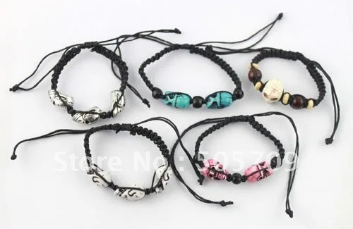 

20PCS Mixed colour Skull beaded adjustable Bracelets #20988