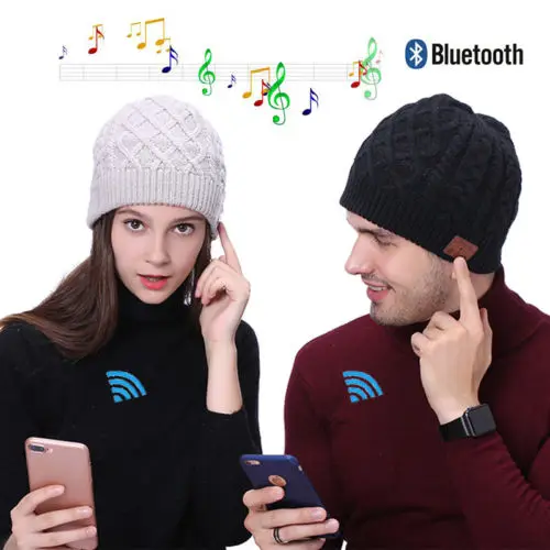 2018 Новая зимняя обувь шерстяные стельки вязать теплые шапочки Bluetooth Hat
