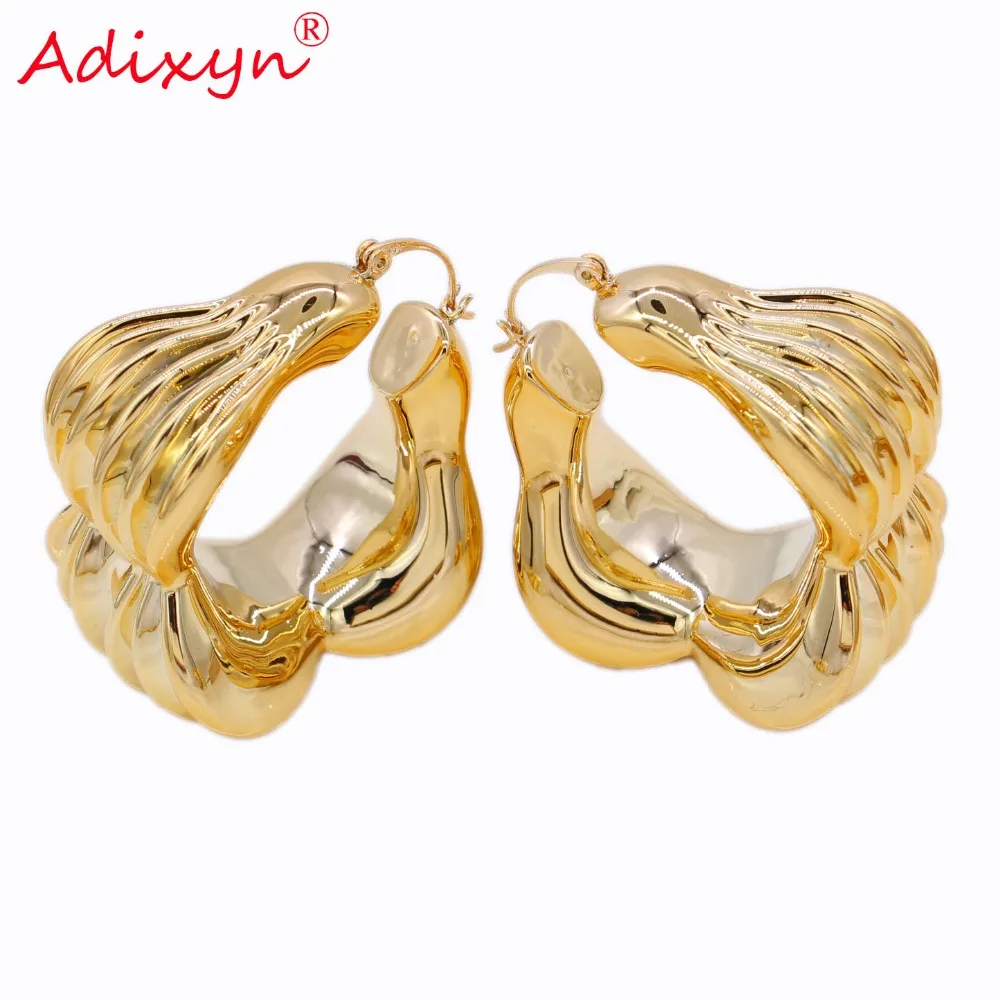 Adixyn розовое золото цвет большие серьги женские Полые Большие размеры модные