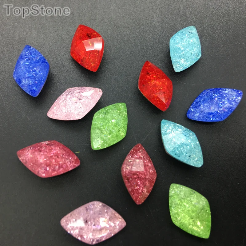 TopStone 9x14mm K9 Glass Crystal Ice Flower Lemon rhombus Rhinestone pointback fancy stone Can Mix colors | Дом и сад