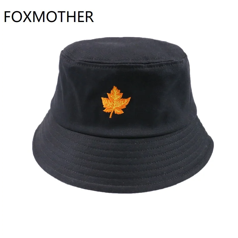 FOXMOTHER Новая мода Черный Розовый цвет Канадский кленовый лист ведро шляпы и кепки Рыбак мужчин Wo мужчин s