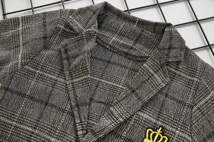 DIIMUU 3Pcs Kids Fashion Baby Boys Clothing Long Sleeve Plaid Coats Cotton T-Shirts Pants Outfits Gentlemen Wedding Party Sets |